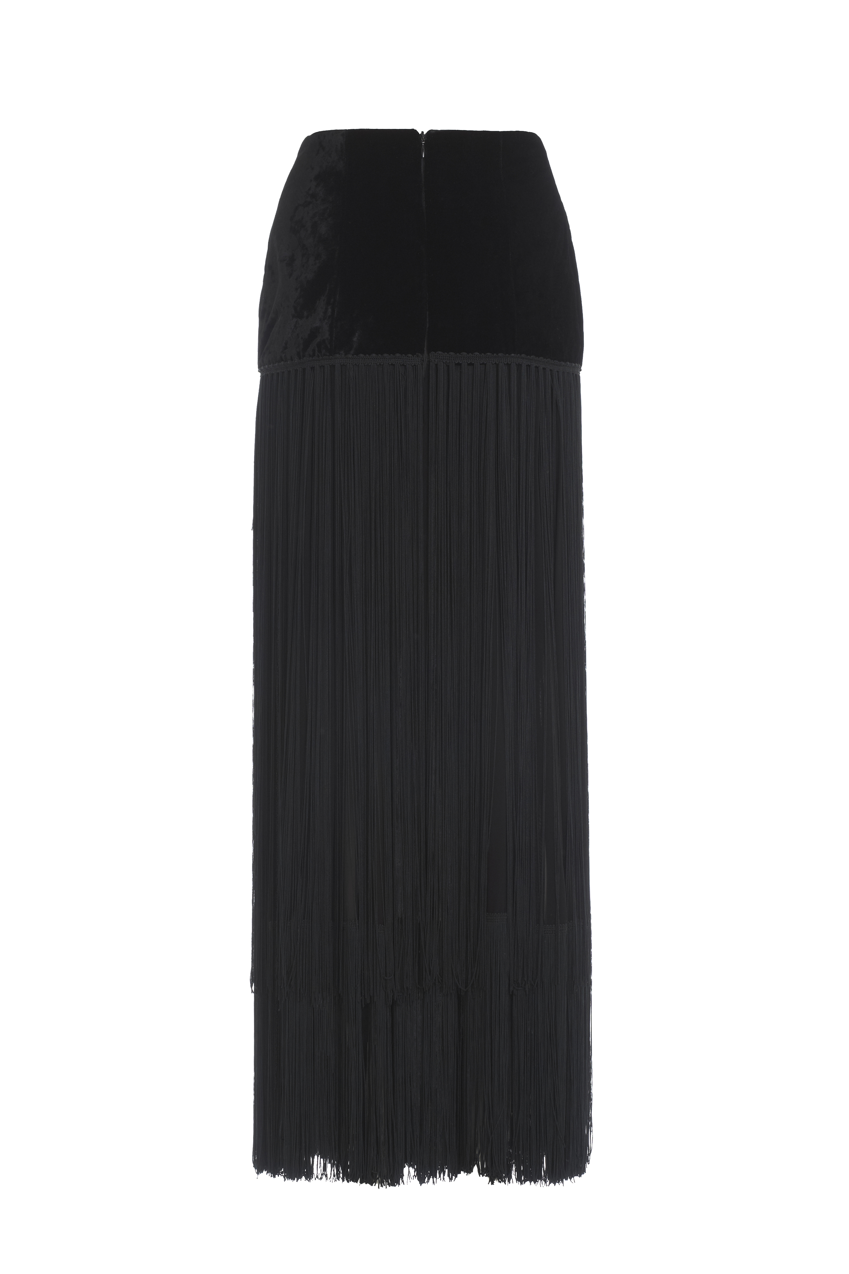 Dolce & Gabbana black high waisted skirt with tassles | Curate8
