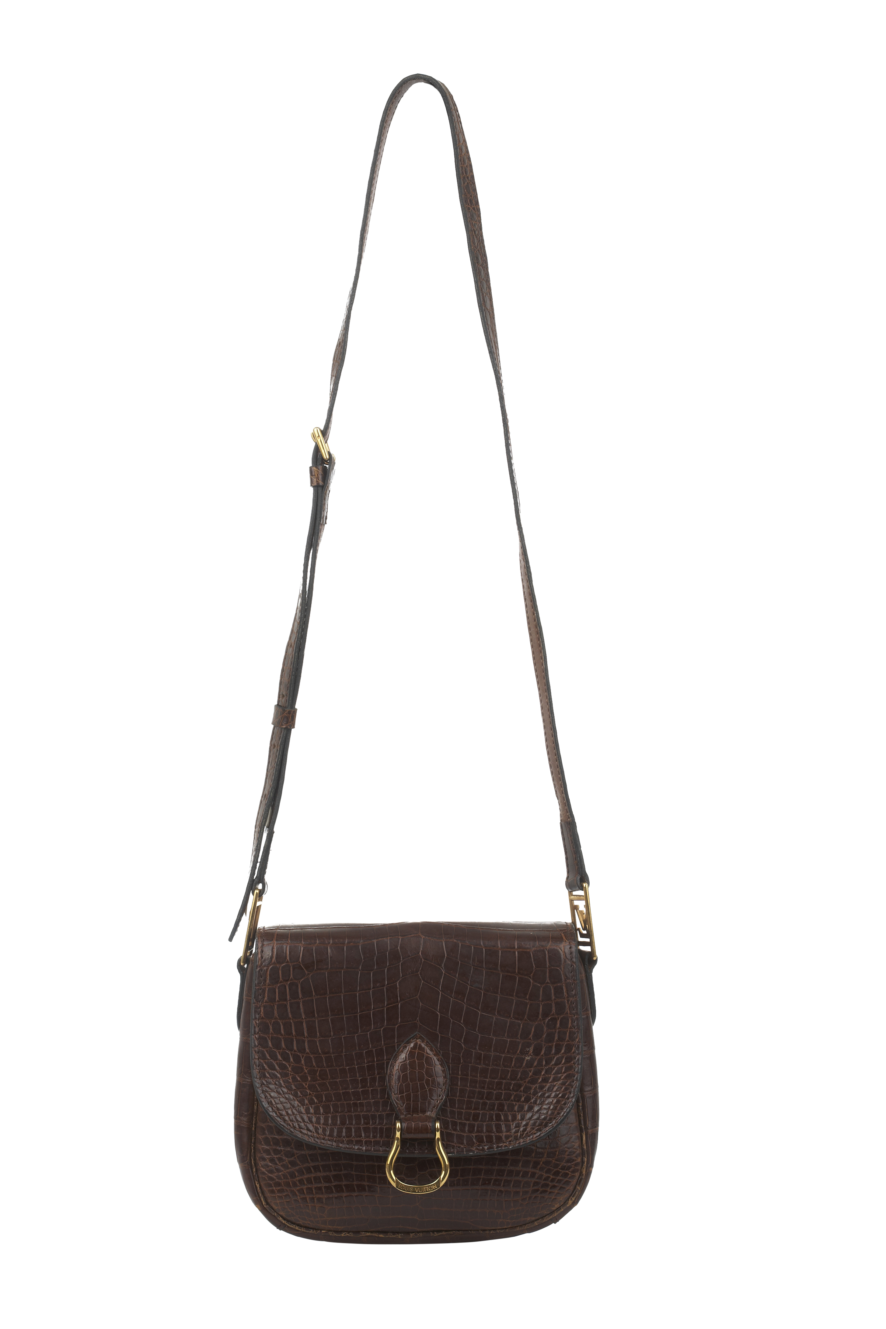 Louis Vuitton brown crocodile print leather bag | Curate8