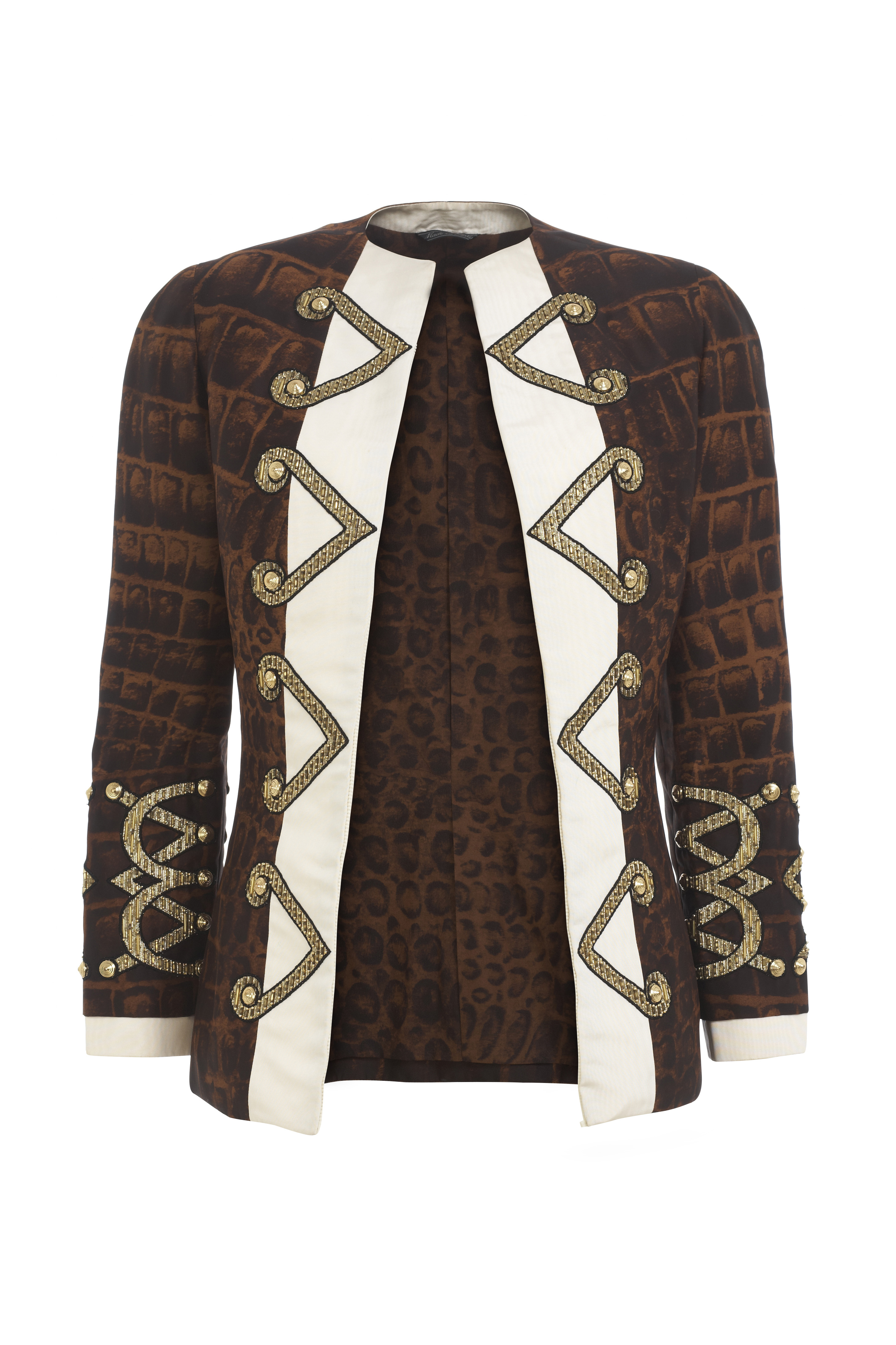 Gianni Versace Couture cream and animal print jacket | Curate8