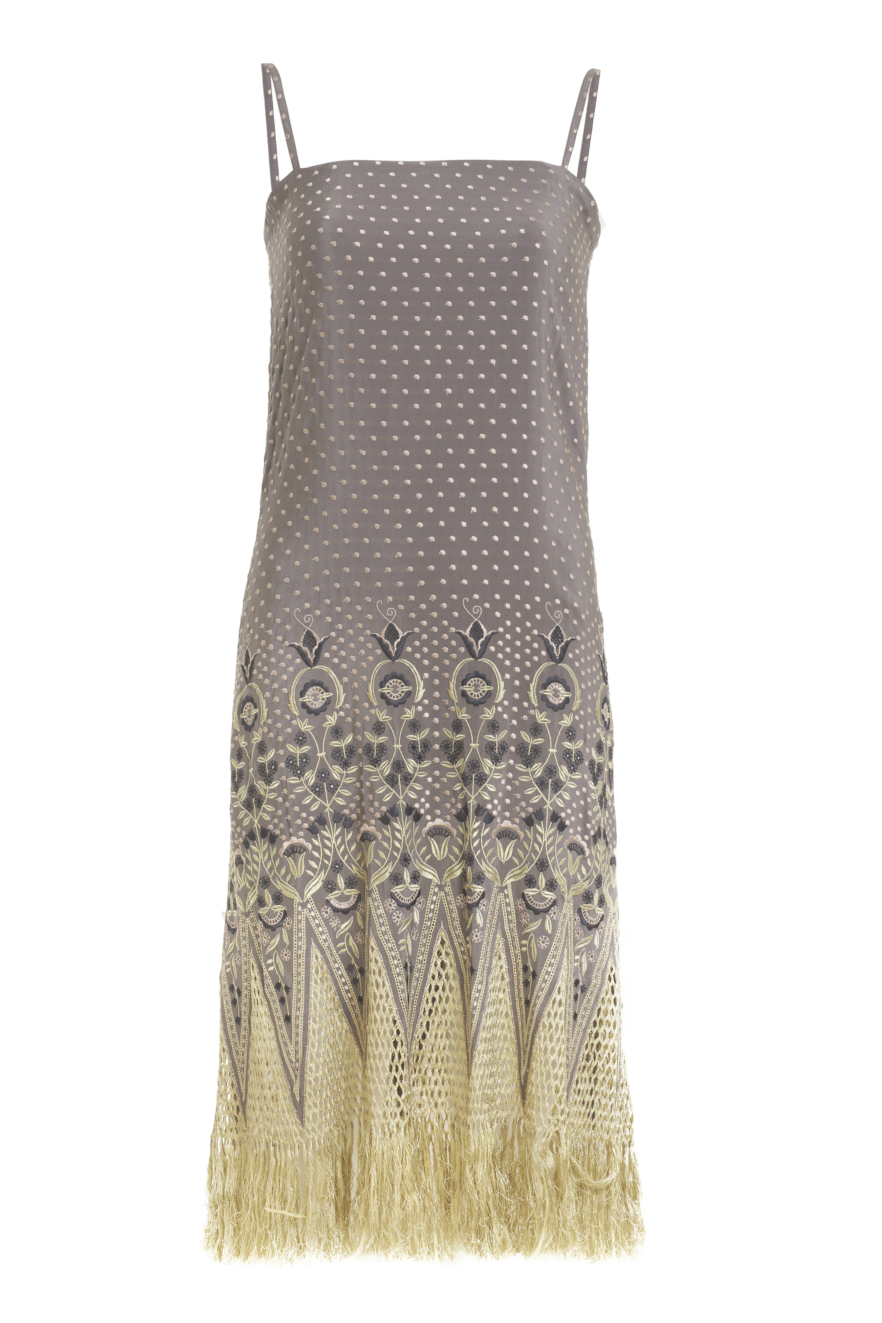 Chloe purple summer dress with pink and gold embroidery and gold ...