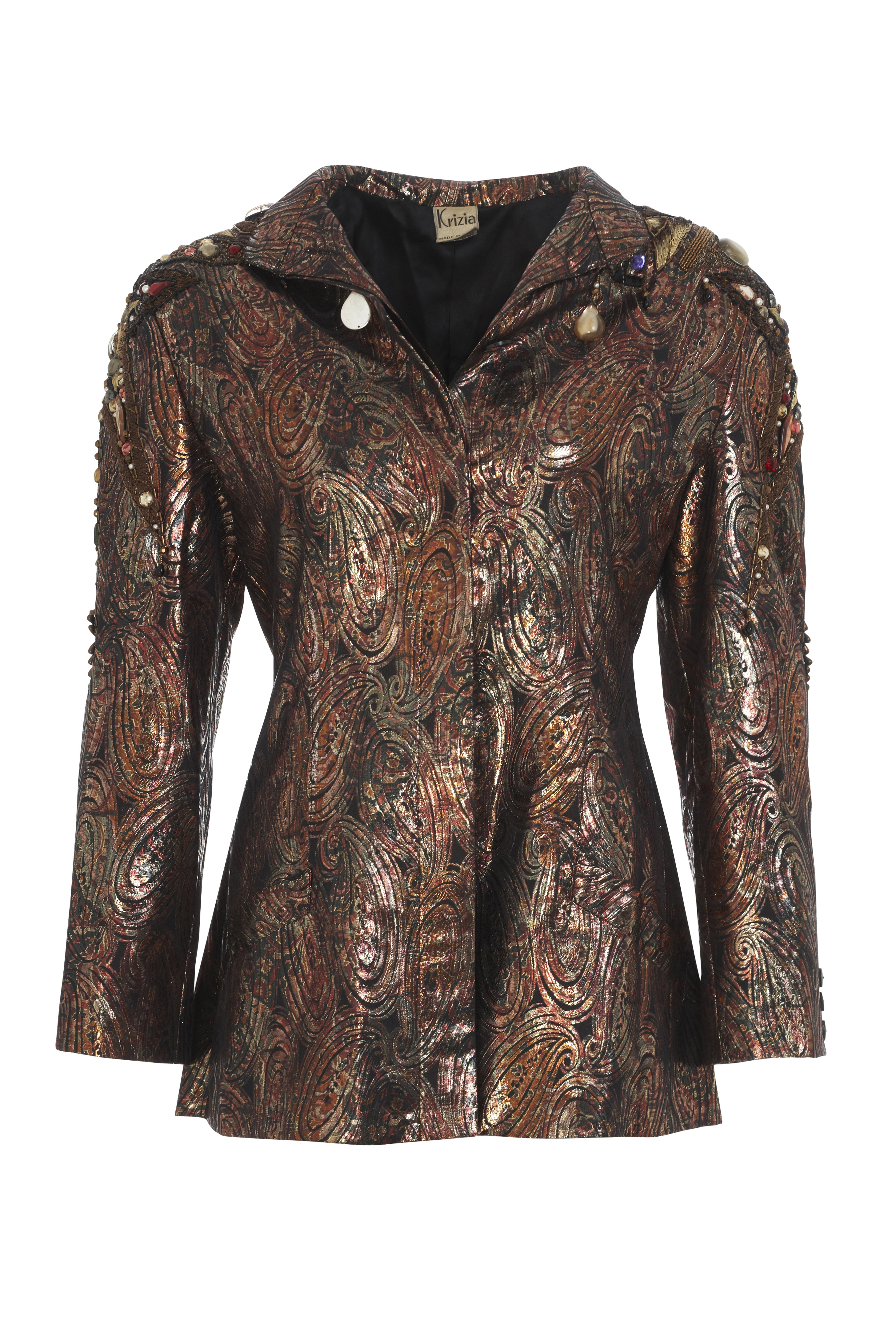 Krizia 1980's bejeweled bronze paisley jacket | Curate8