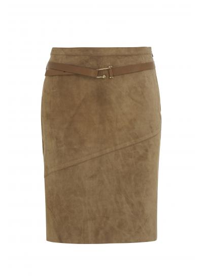 Gucci camel suede pencil skirt with belt | Curate8 Gucci pencil skirt Y965